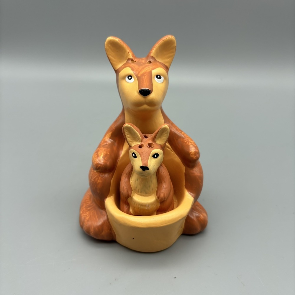 Vintage Kangaroo and Joey Salt & Pepper Shakers w/ Stoppers Collectable Vtg Gift